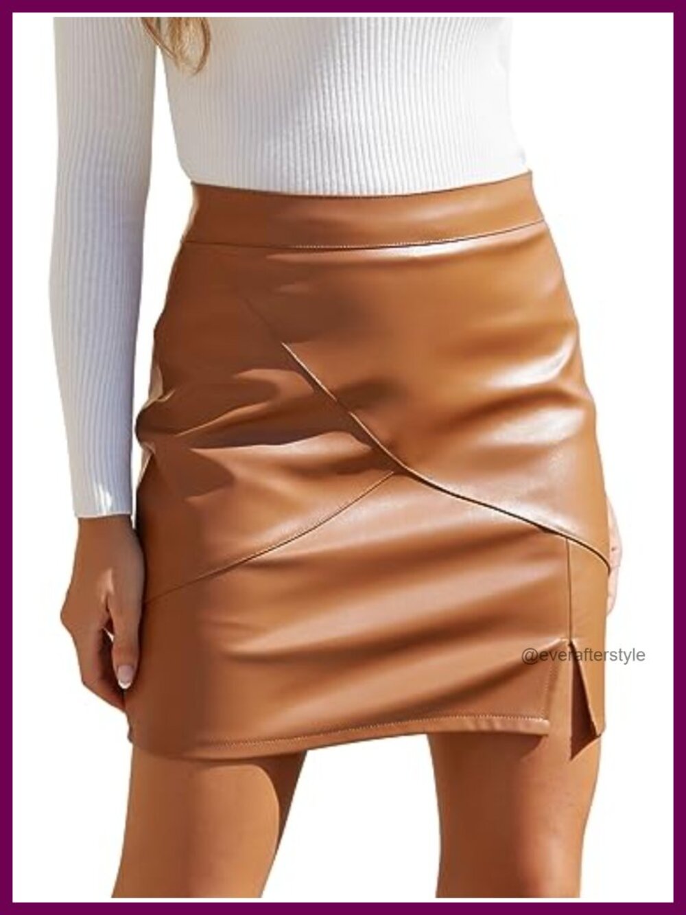 Faux Leather High Waisted Bodycon Pencil Mini Skirt with Shorts